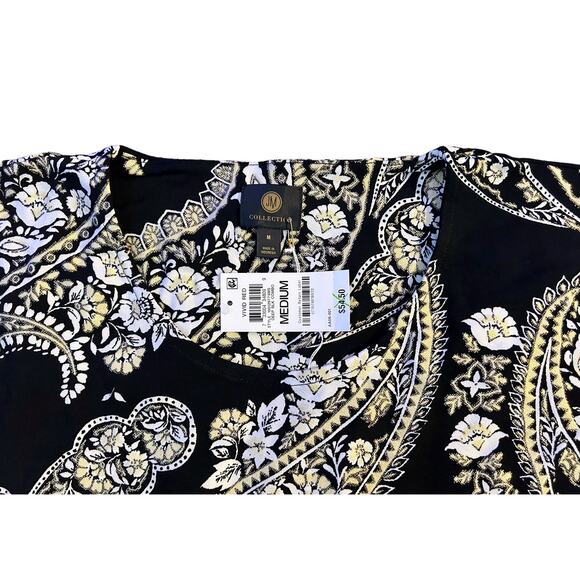 JM Collection Black Gold Paisley Print Top Womens Size M NWT - Picture 4 of 9